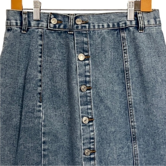 Long Denim Button Up Skirt Size Large - Picture 3 of 8